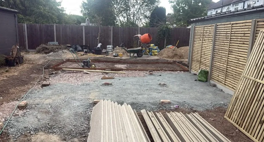 Beckenham garden cleared to a sub-base during refurbishment by Prestige Landscapes